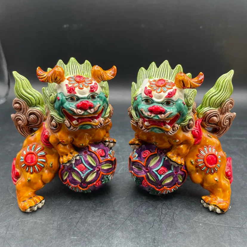 Japanese KomaInu Lion Guardian Shishi Foo Dogs - READ
