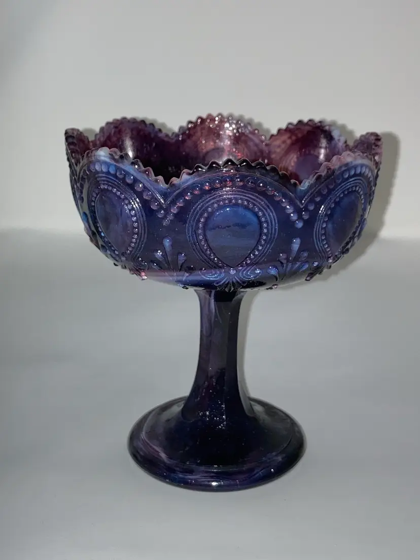 Vintage Purple Slag Glass Compote Candy Dish! 4 1/2” Wide x 5” Tall! Stunning Piece! 😍