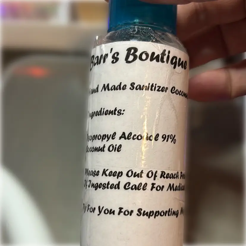 3 Ounce Bottle Of Coconut Hand Sanitizer