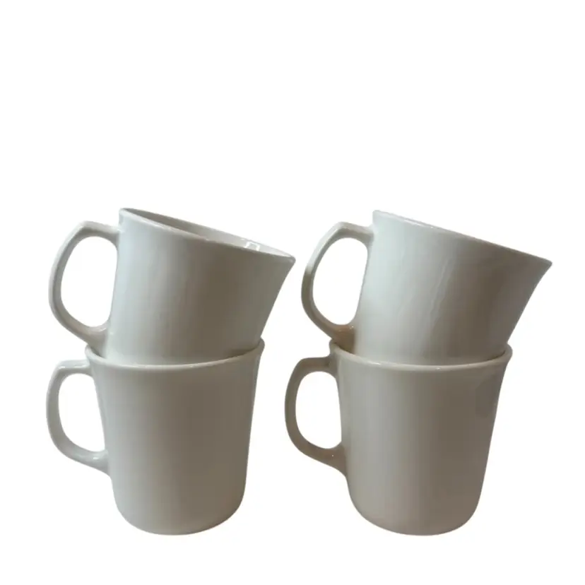 4 Corning USA Vintage Winter Frost White Coffee/Tea Cups  D Handle READ
3.5” T x 3.25” W