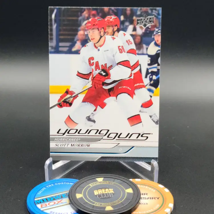 Scott Morrow YG 2024-25 Upper Deck Series 1 Hockey Young Guns Card #225 - Carolina Hurricanes