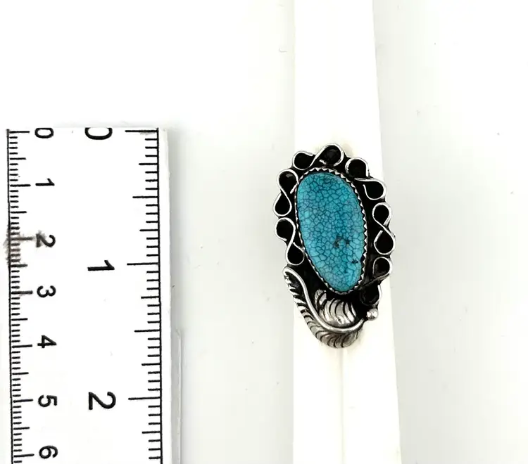 Vintage Sterling Silver Turquoise Ring Size 7