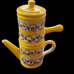 Handmade by Chez Marcel Bacoli , Italian pottery, coffee maker set