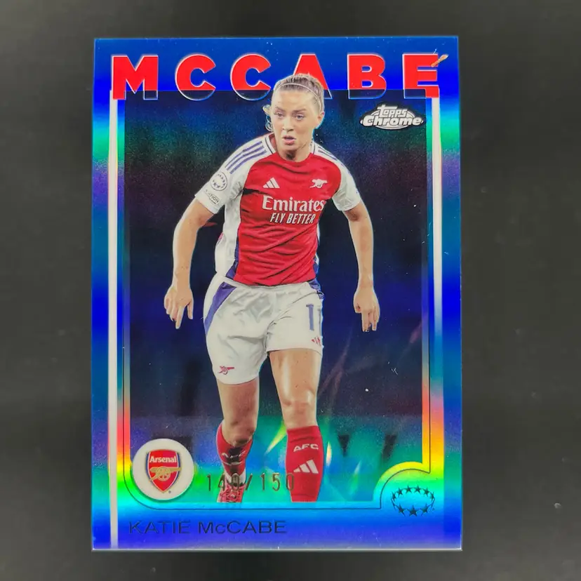 Katie McCabe 2024/25 Topps Chrome UWCL Blue /250 Arsenal Soccer Card