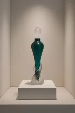 Matthew Beuchner Thames Art Glass Swirl Perfume Bottle – Signed Teal and Frosted Glass