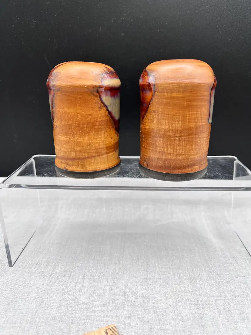 Vintage Set Of Sango Splash #4951 Salt & Pepper Shakers In A Beautiful Caramel And Brown Drip Glaze