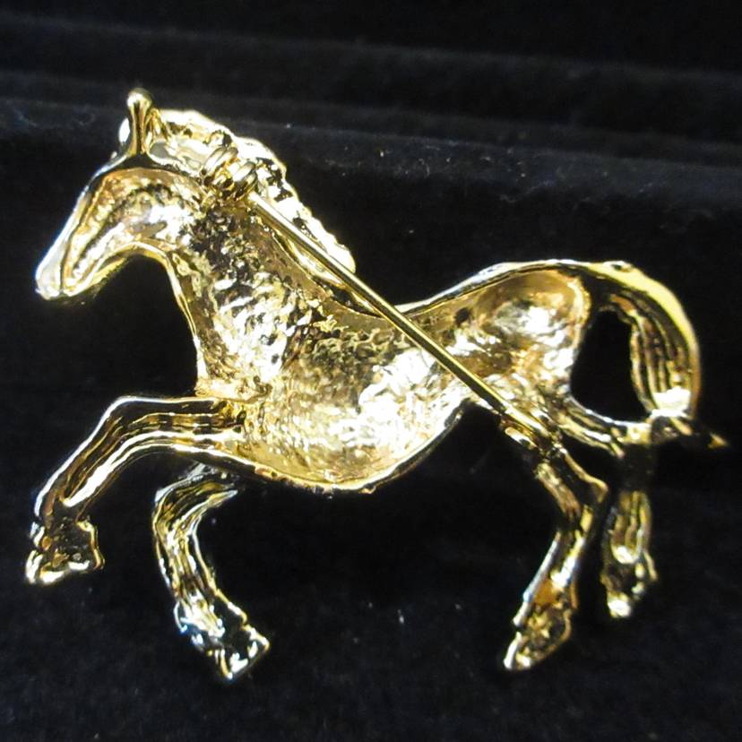 Vintage PM Paris Gold and Silver Two Tone w/ Green Rhinestone Eye 