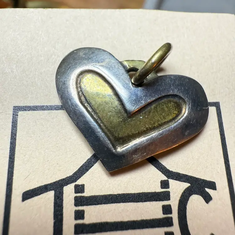 Jeep Collins Sterling Silver And Brass Heart Pendant With Description Card