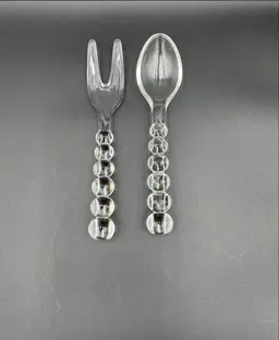 Vintage Imperial Glass Candlewick Beaded Salad/Serving Utensils