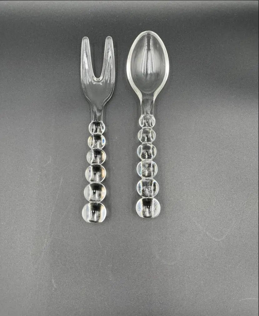 Vintage Imperial Glass Candlewick Beaded Salad/Serving Utensils