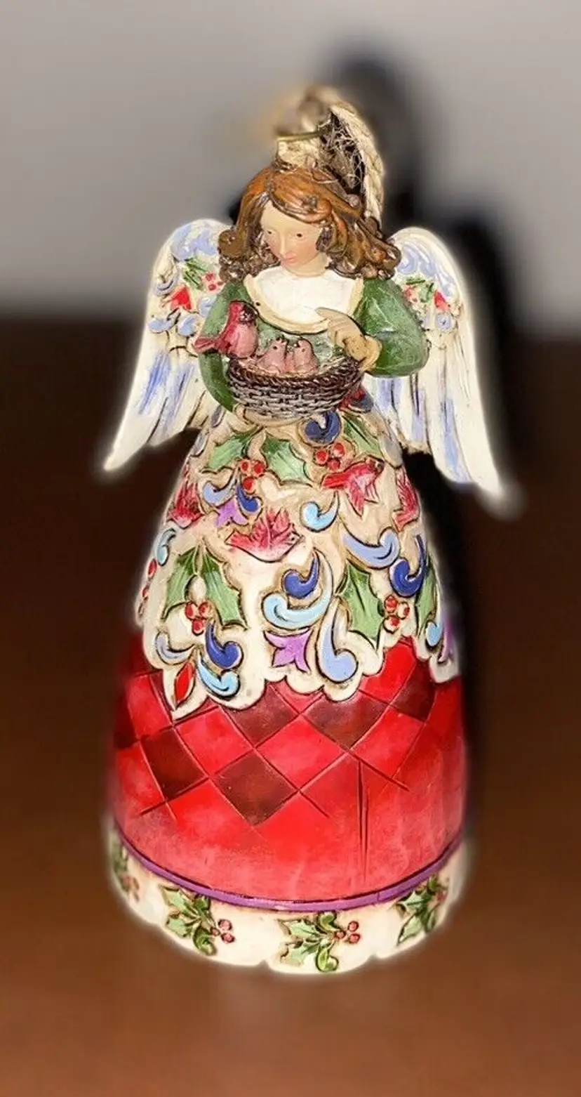 Jim Shore Enesco Christmas Ornament Angel & Cardinals Winter On The Wing 2010