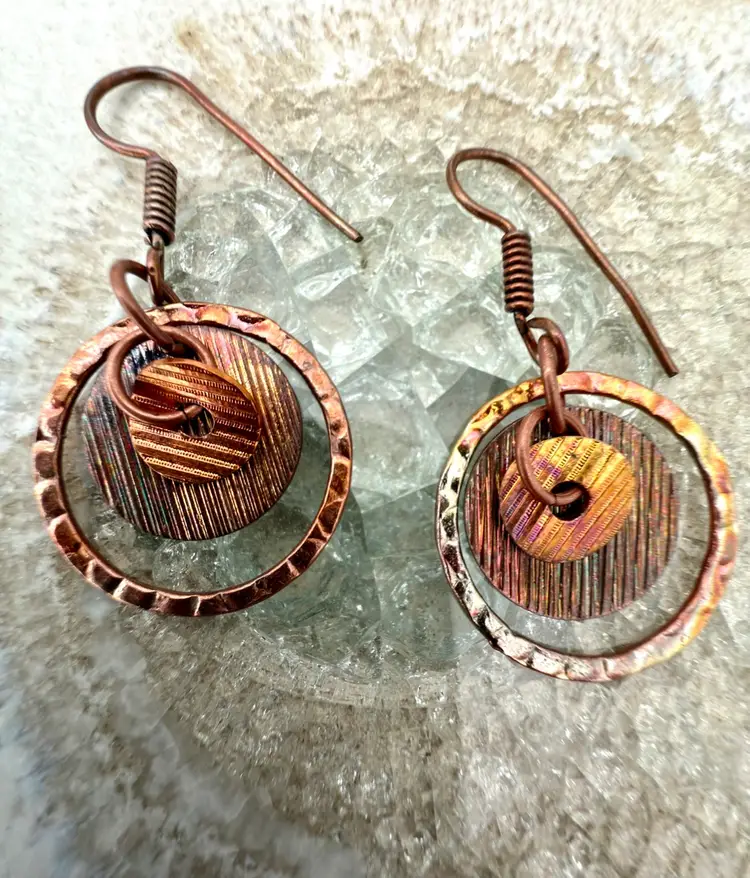 Textured Mixed Metal Rings Hoop Earrings