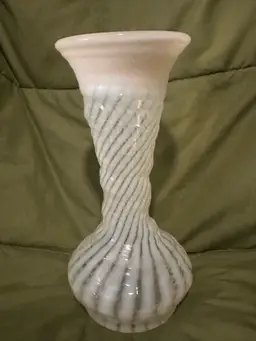 Vintage Fenton French Opalescent Glass Spiral Vase 8 inches tall