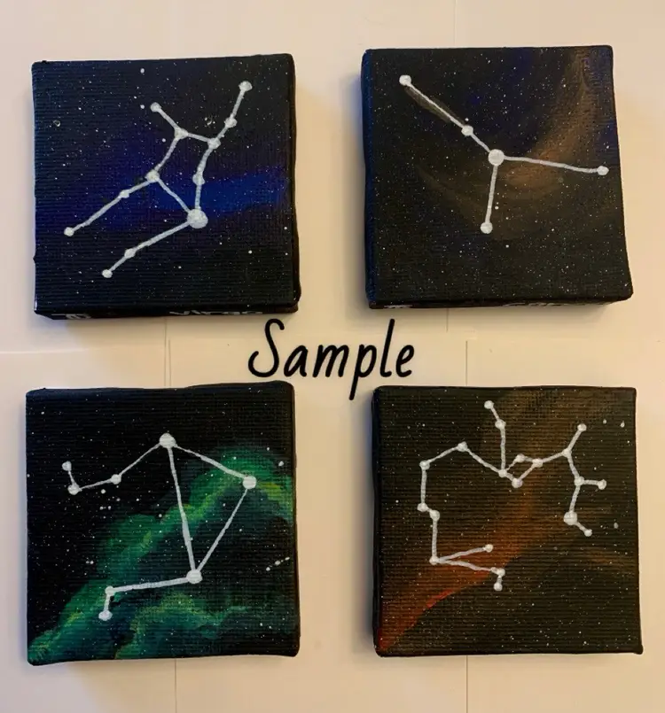 Personalized Mini Canvas Zodiac Constellation 2.5"x2.5"