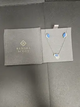 Kendra Scott Silver Tone with blue stone with matching stud Earrings