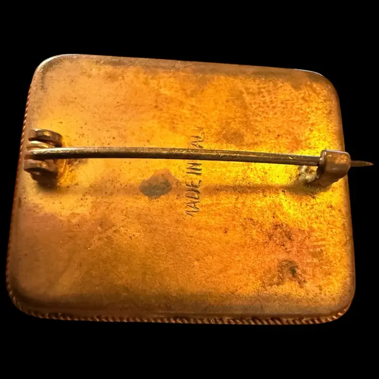 Micro Mosaic Colorful Raised Tile Floral Brooch 1.25”