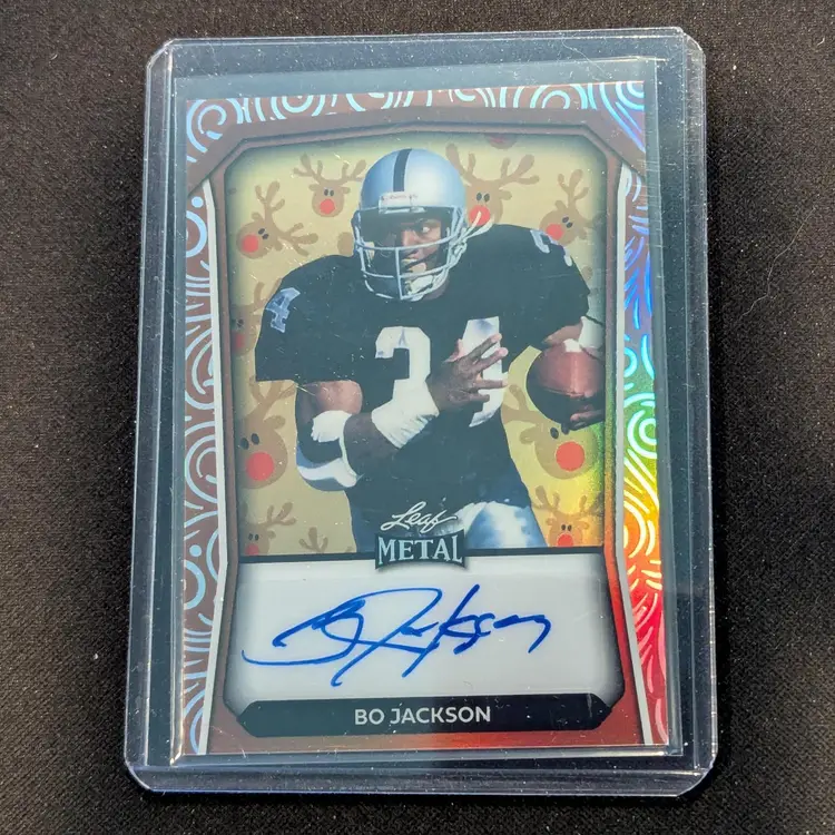 2024 Leaf Metal Happy Holidays Autographs Prismatic Reindeer #HHABJ1 Bo Jackson - Oakland Raiders -CW2