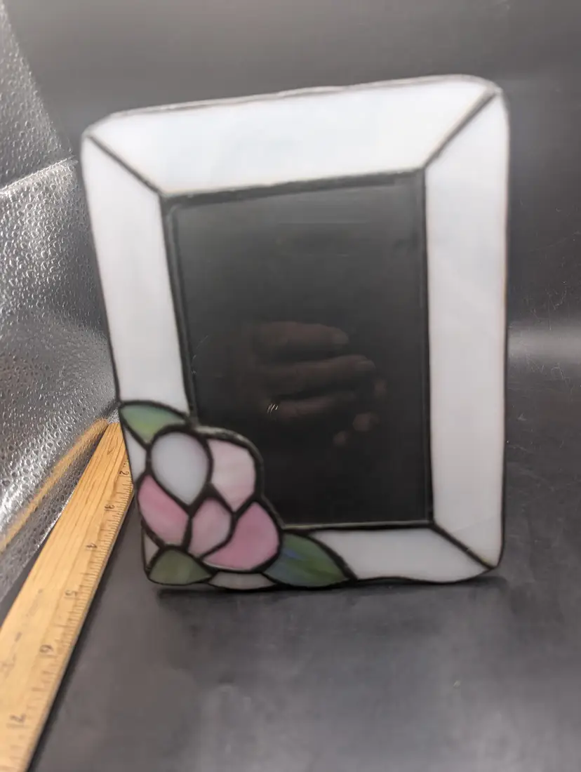 Vintage Stained Glass Floral Photo Frame