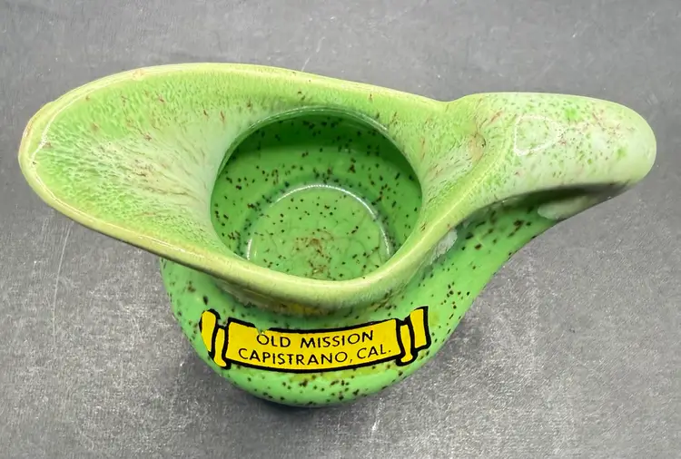 Small Green Pitcher Souvenir From Old Mission Capistrano California