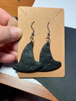 Handmade Polymer Clay Witch Hat Earrings