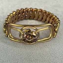 Antique Child’s Size Flower Sweetheart Bracelet Rich Gold Tone Expandable Speidel