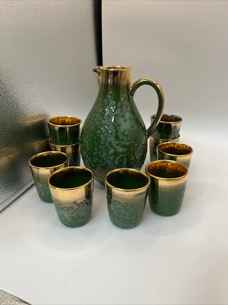 Vintage Drip Glaze Decanter Set