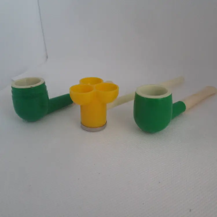 Set of 3 1950's Green and Yellow Triple Bubble Blowers Toys