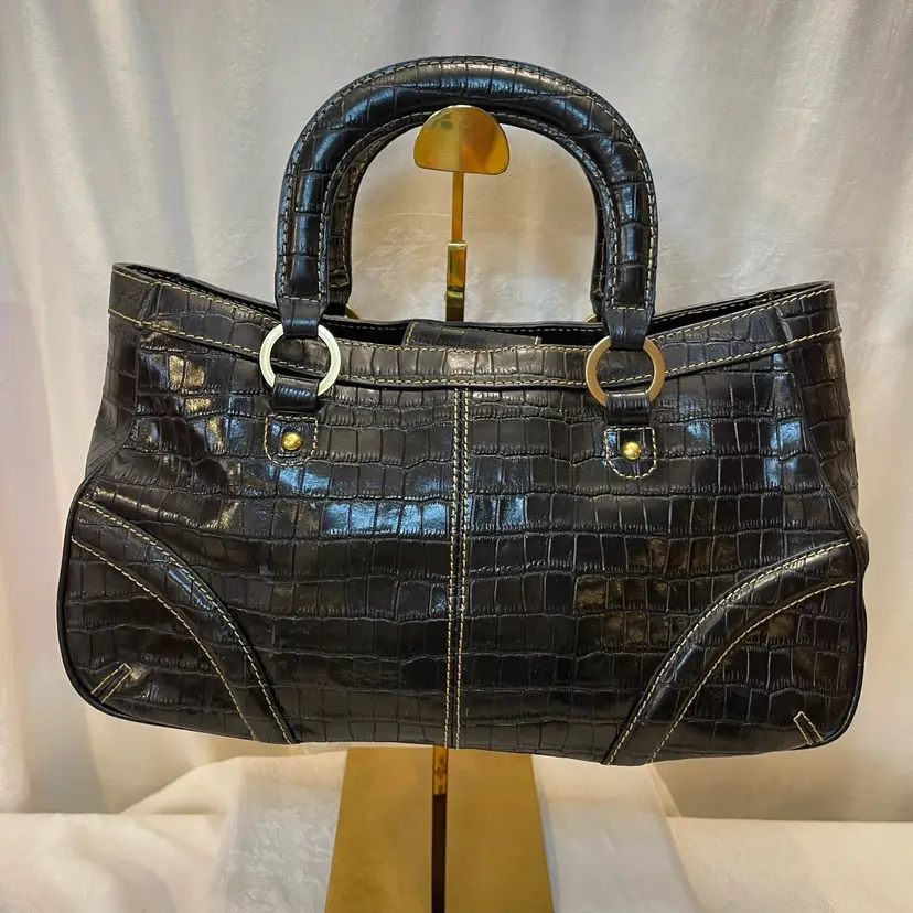 Maxximum Crocodile Embossed Leather Handbag