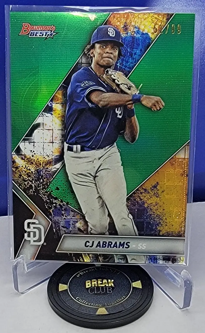 CJ Abrams 2019 Bowman's Best Prospect Green Refractor serial /99 Washington Nationals