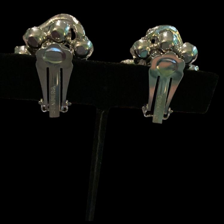 Vintage Eisenberg Gorgeous Silvertone Clip Earrings. With Clear & Smoky Glass Rhinestones!!So Gorgeous!!!