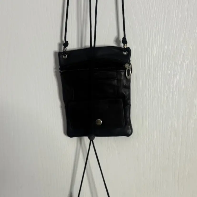 Black Leather Cross Body ID Bag
