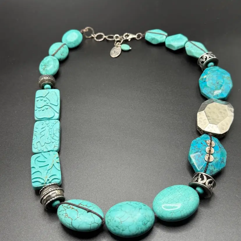 Silpada N2163 sterling silver turquoise disc bead necklace 20 inch adjustable