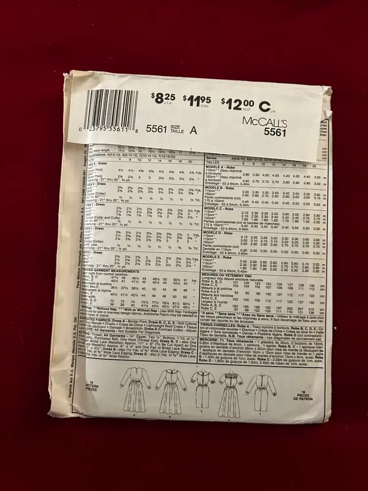 Vtg McCall’s Dress In 2 Lengths Uncut FF Sz 6-8-10