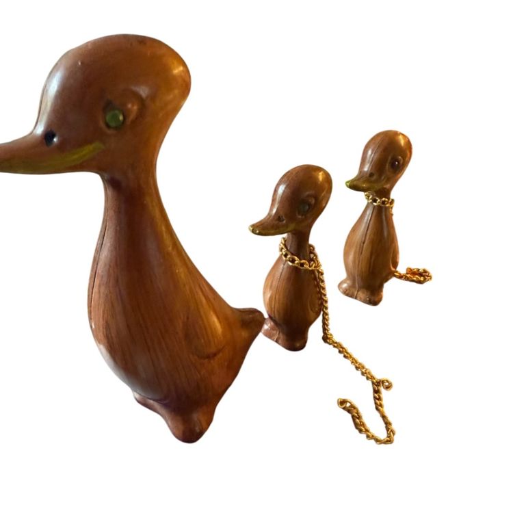 MCM Teak Ducks with Gem Eyes