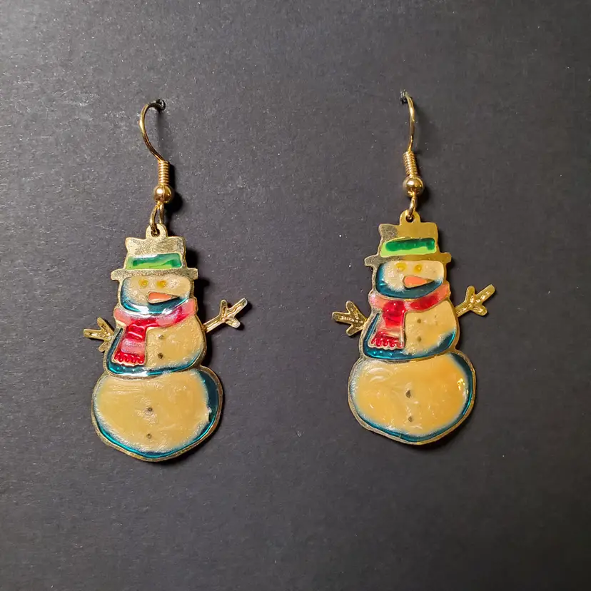 Snowman Enamel Pierced Earrings