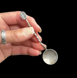 Vintage Sterling Silver 1924 Ecuador Sterling Silver Coin Coffee Bean Spoon 3.5”