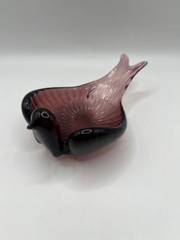Vintage Koscherak Bros Art Glass KB- Italy-Purple Bird Figurine Dish Swan