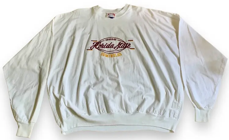 Vintage Florida State Seminoles Shirt One Size White Long Sleeve Embroidered USA