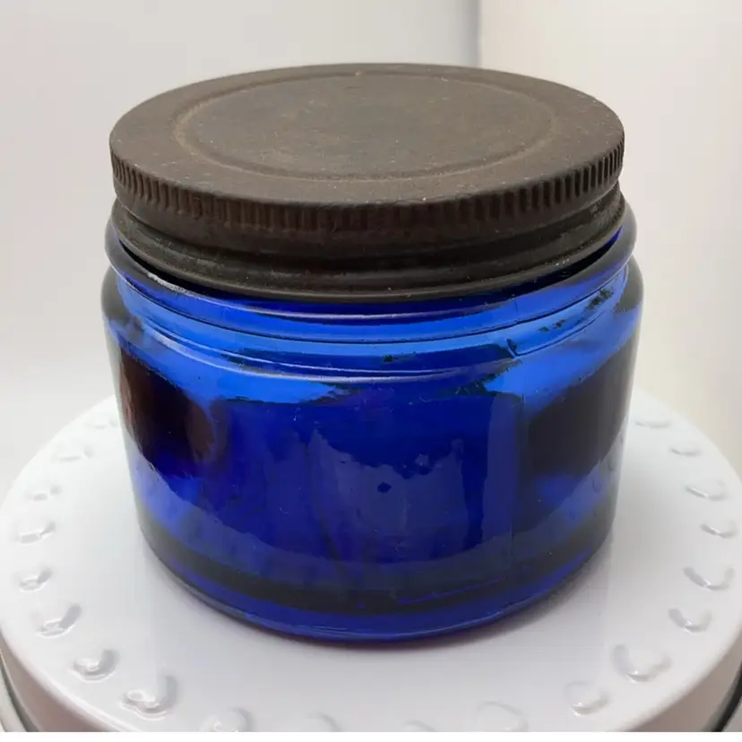VTG Cobalt Blue Noxema 10 Jar Empty 2.75" x 2.25"