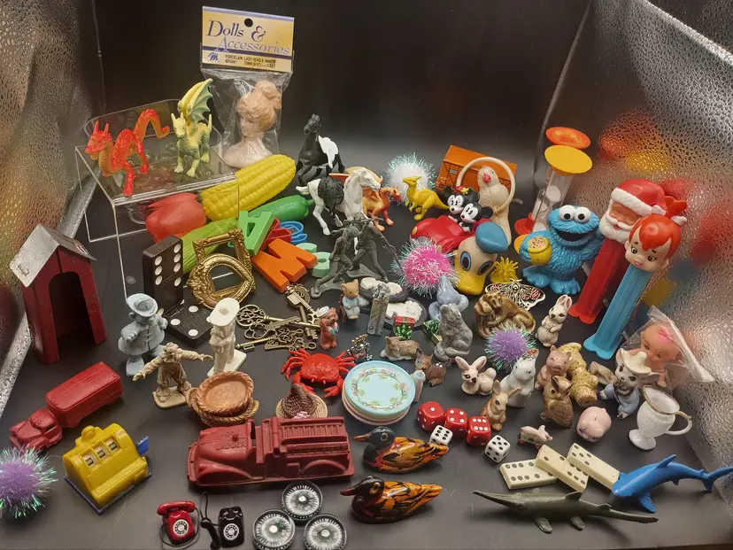 #4 Vintage Mystery Jar Full of Trinkets and Miniatures Perfect for a Trinket Shelf/ Instant Collection