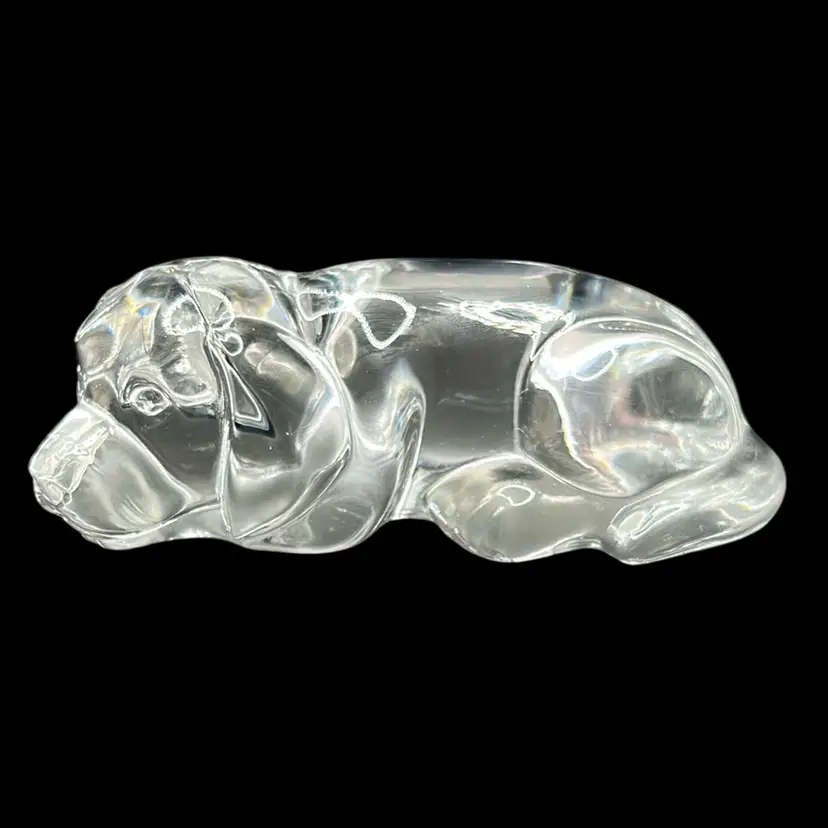 Vintage Princess House 24% Lead Crystal Lying Dog Paperweight
