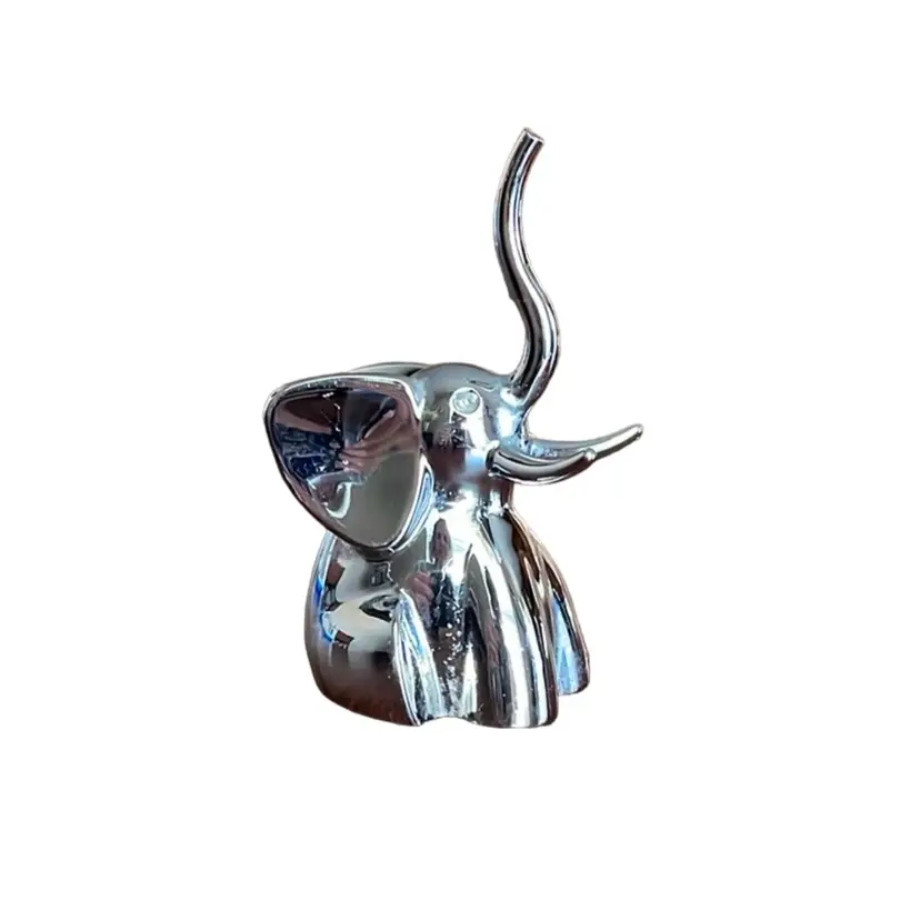 Umbra Zoola Chrome Elephant Ring Jewelry Holder Trunk Up Figurine Collectible
