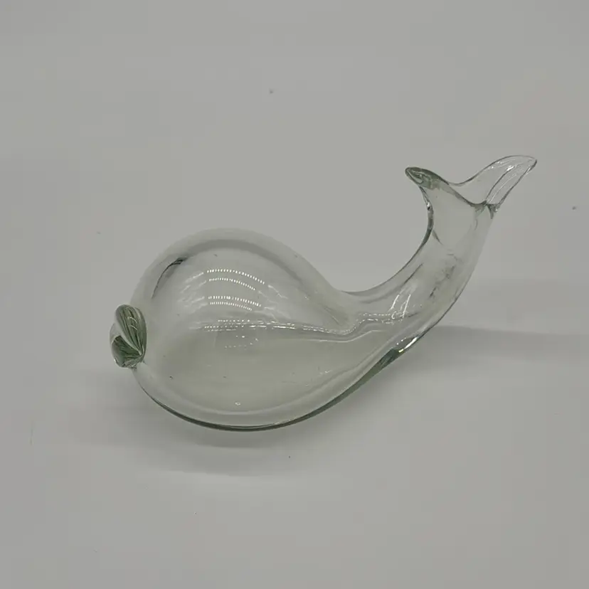 Whale Clear Glass Figurine 7”L