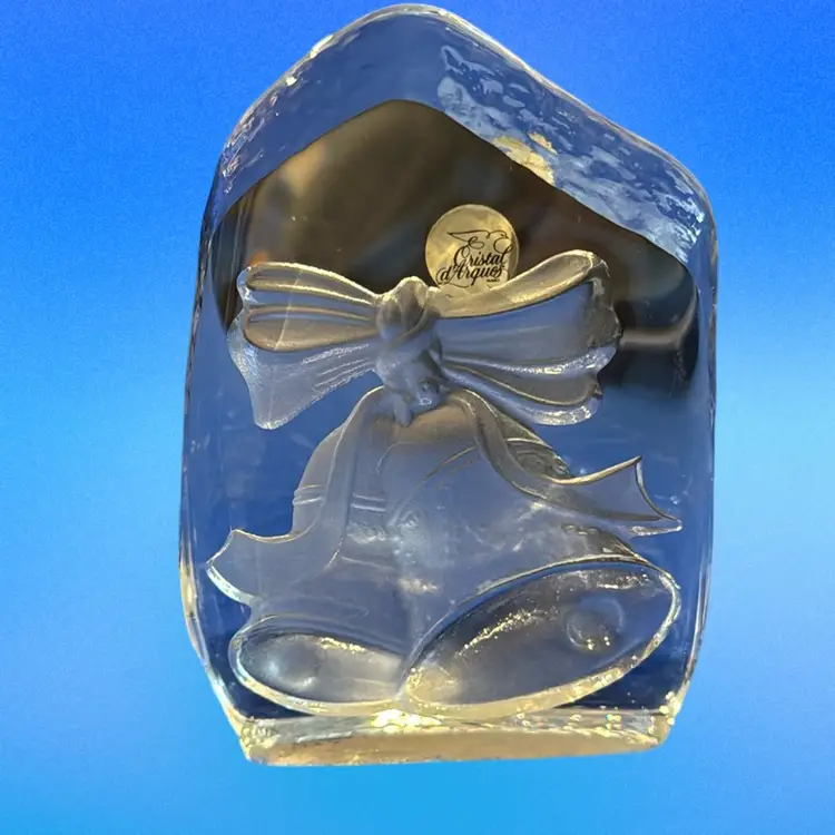 1999 Crystal D' Arques Lead Crystal Bell Paperweight
