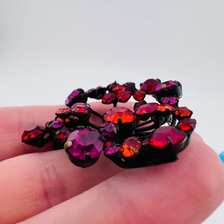 For The Colorful Jewelry Lover 🎁 Stunning Made In Austria Rhinestone Brooch And Clip Earrings Set