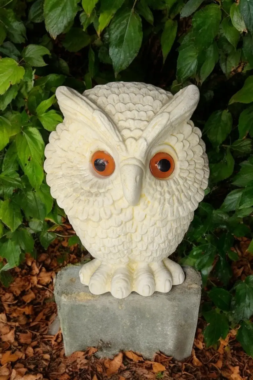 Vintage Norleans Alabaster MCM Owl Figurine Made in England Woodland