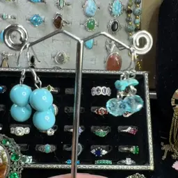 2 Pair Of Blue Stone - Glass - Bead Pierced