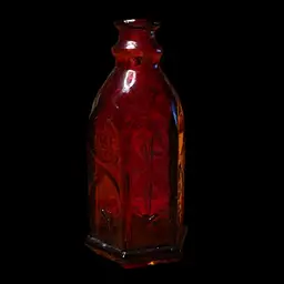 17. Vintage CHURCH BRAND 3" Ink Bottle Ruby Red Glass, 6 Sided Wheaton NJ