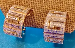 Vintage, 14kt, Gold over Sterling, Greek Key Earrings, Preowned