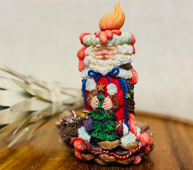 SANTA CANDLE STICK CRINKLE CLAUS #6591211996 Flame Pine Cones POSSIBLE DREAMS